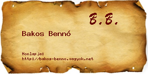 Bakos Bennó névjegykártya